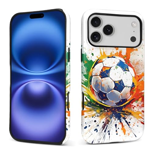 yicomon Compatible with iPhone 17 Pro Max Case, Colorful Football Sport Pattern Print Matte Phone Case Durable Fashion Funny Liquid Silicone Case Soft Anti-Scratch Shockproof Protective Cover