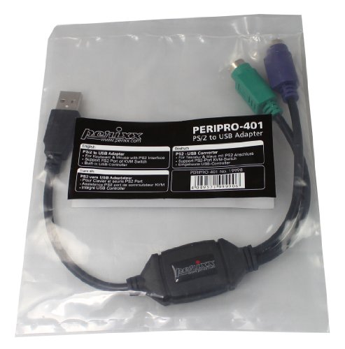Image of Perixx PERIPRO-401 PS2 to USB Adapter for Keyboard and Mouse - Built-in USB Controller - Black (Pack of 3)