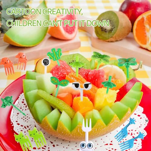 76 Stück Bento Box Zubehör 7 Muster Brotdosen Zubehör ABS Material in Lebensmittelqualität Food Picks Kinder für Kinder Wiederver Wendbar Obst Zahnstocher Kunststoff Tiere Augen Obst Gabel