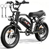 ADISTAR 16' Electric Bike for Adults/Teens, Peak 1500W & 65 Miles Long Range, 48V 15.6Ah Battery, Full Suspension Fat Tire All-Terrain EBike on Mountains,Snow,Sand,Black