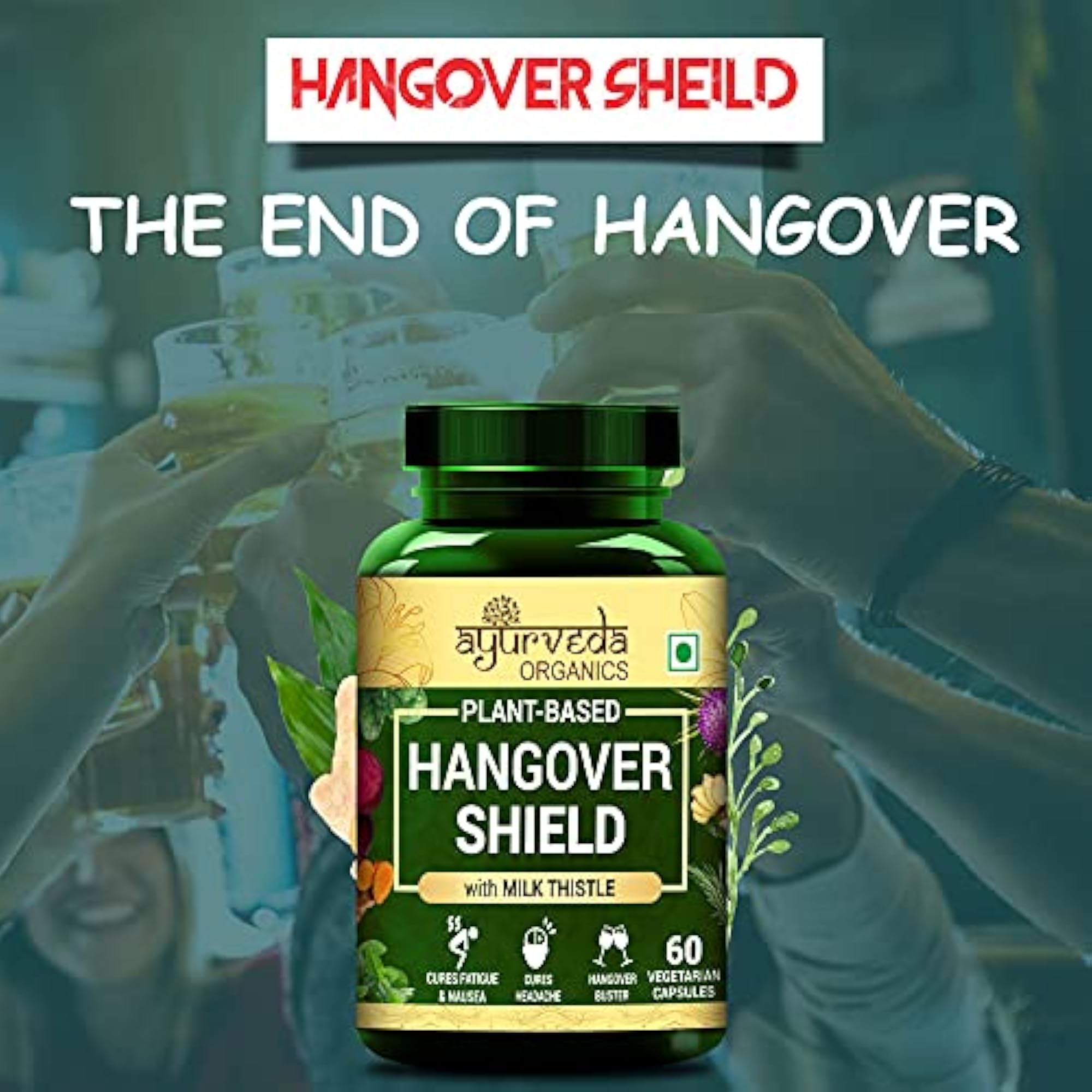 Ayurveda Organics Plant Based Hangover Shield, 60 Veg Capsules