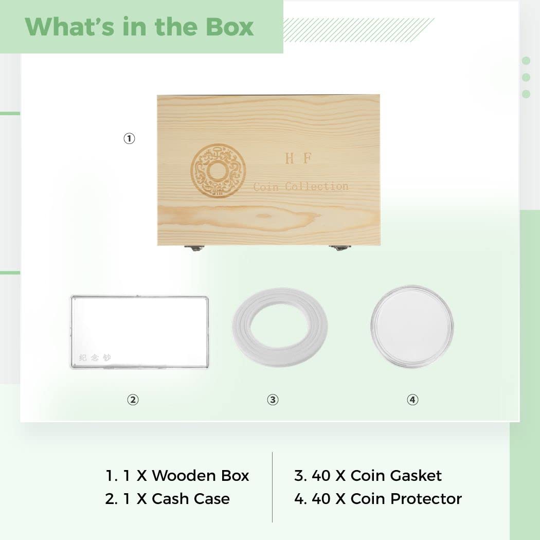 Estuche de madera para cápsulas de monedas, caja de almacenamiento de billetes, para organizador de monedas