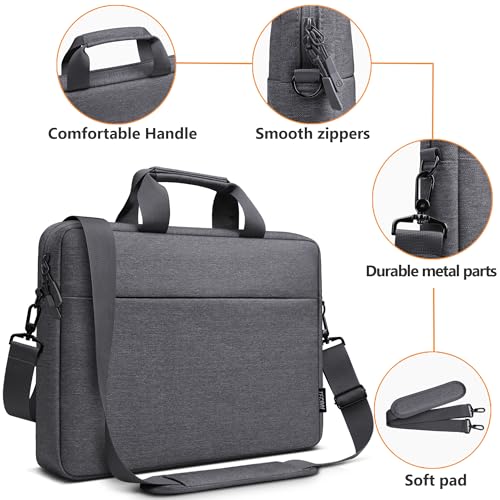 TECOOL 15,6 16 Zoll Laptoptasche Schultertasche für 15 15,6 16’’ Lenovo Acer ASUS Dell HP Umhängetasche Notebook Laptop Wasserdicht Aktentasche, Tasche MacBook Pro 16 M4 M3 M2 M1, Dunkelgrau