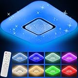 ❤【Más fácil de usar】Simplemente use el control remoto para cambiar la temperatura de color, el brillo y el color de las lampara. Rápida y fácil de usar, esta luz de techo RGB ahorra la molestia de la APP. Nota: El rango del control remoto es de 3 a 5 metros, acérquese lo más posible.
