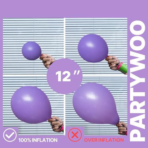 Image of PartyWoo Purple Balloons 65pcs 12 Inch Light Pastel Dark Metallic Purple Lilac Lavender Confetti Balloons for Graduation Baby Shower Birthday Wedding Anniversary Butterfly Princess Party Decorations