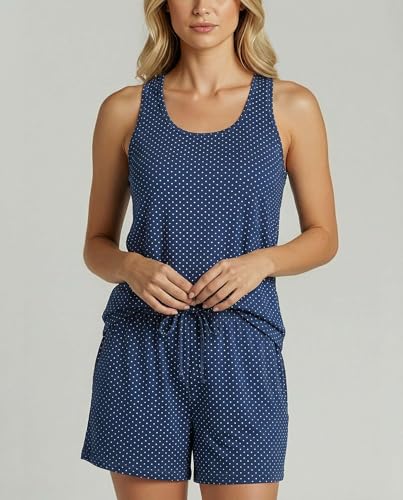 Image of Real Essentials 4 Piece: Women's Super-Soft Tank Top and Short Pajama Set - Loungewear Sleepwear (Available in Plus Size)