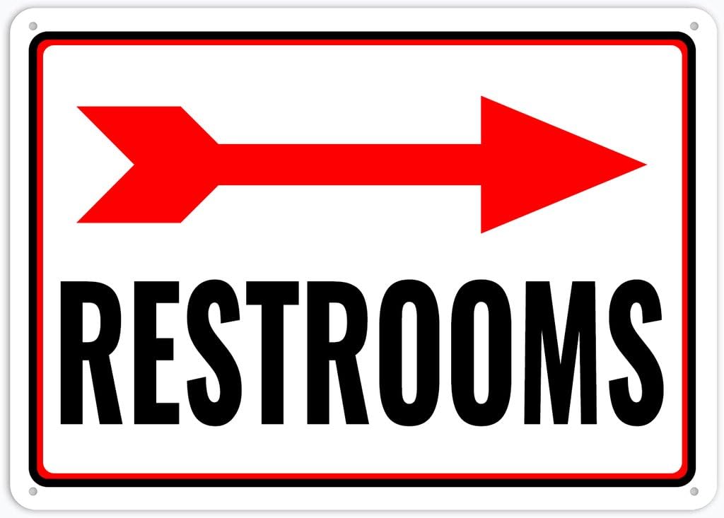 8"x12" Aluminum Metal Sign - Restrooms Right Arrow - For Home, Bar, Club, Kitchen, Restaurant Wall Decor
