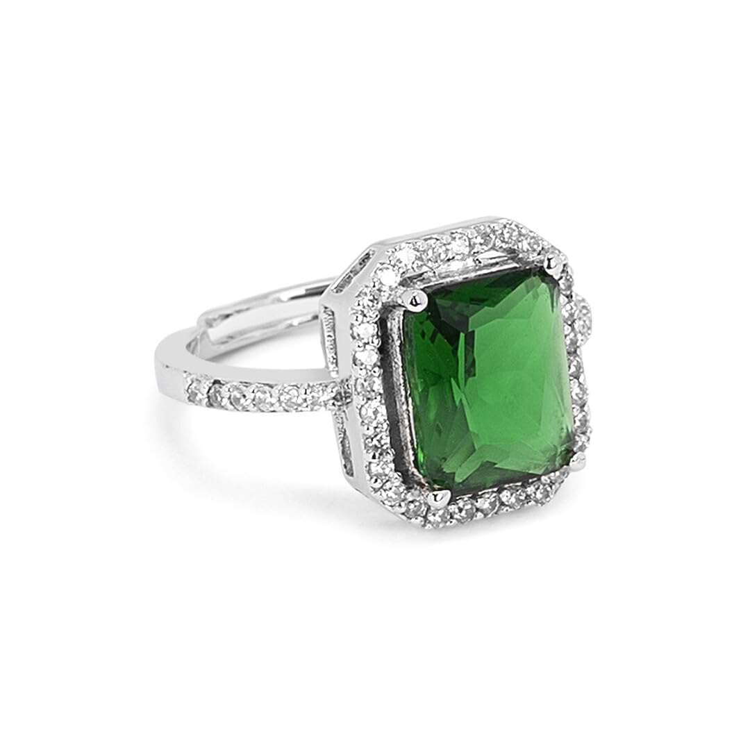 March by FableStreet 925 Sterling Silver Green Zircon Statement Adjustable Ring| Rings to gift for Women & Girls | With Certificate of Authenticity and 925 Stamp (B0C8MXPHDD) Amazon Price History, Amazon Price Tracker