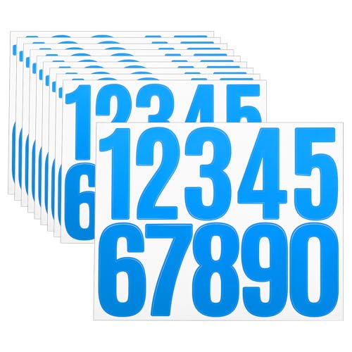 Numéro de maison en vinyle imperméable bleu 7,6 cm autocollant pour panneau porte boîte