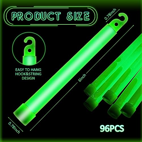 Sotiff 96 Pcs Bright 6 Inch Large Glow Sticks Bulk Emergency Glow in The Dark Sticks with 12 Hour Duration for Camping Hiking Outdoor Parties Activities Survival Storms Blackouts (Green) - Image 3