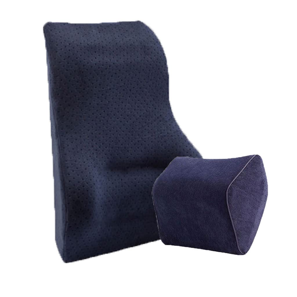 Supporto lombare per auto per auto Supporto per la vita Cuscino per poggiatesta Fornitura di memory foam per sedia da ufficio per auto Supporto per sedile per auto(Blue)