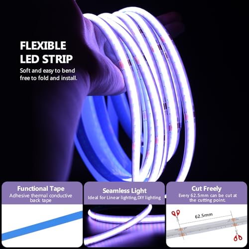 Tira LED RGB COB 24V 16.4 pies 10mm 4 cables sin puntos miniatura 3