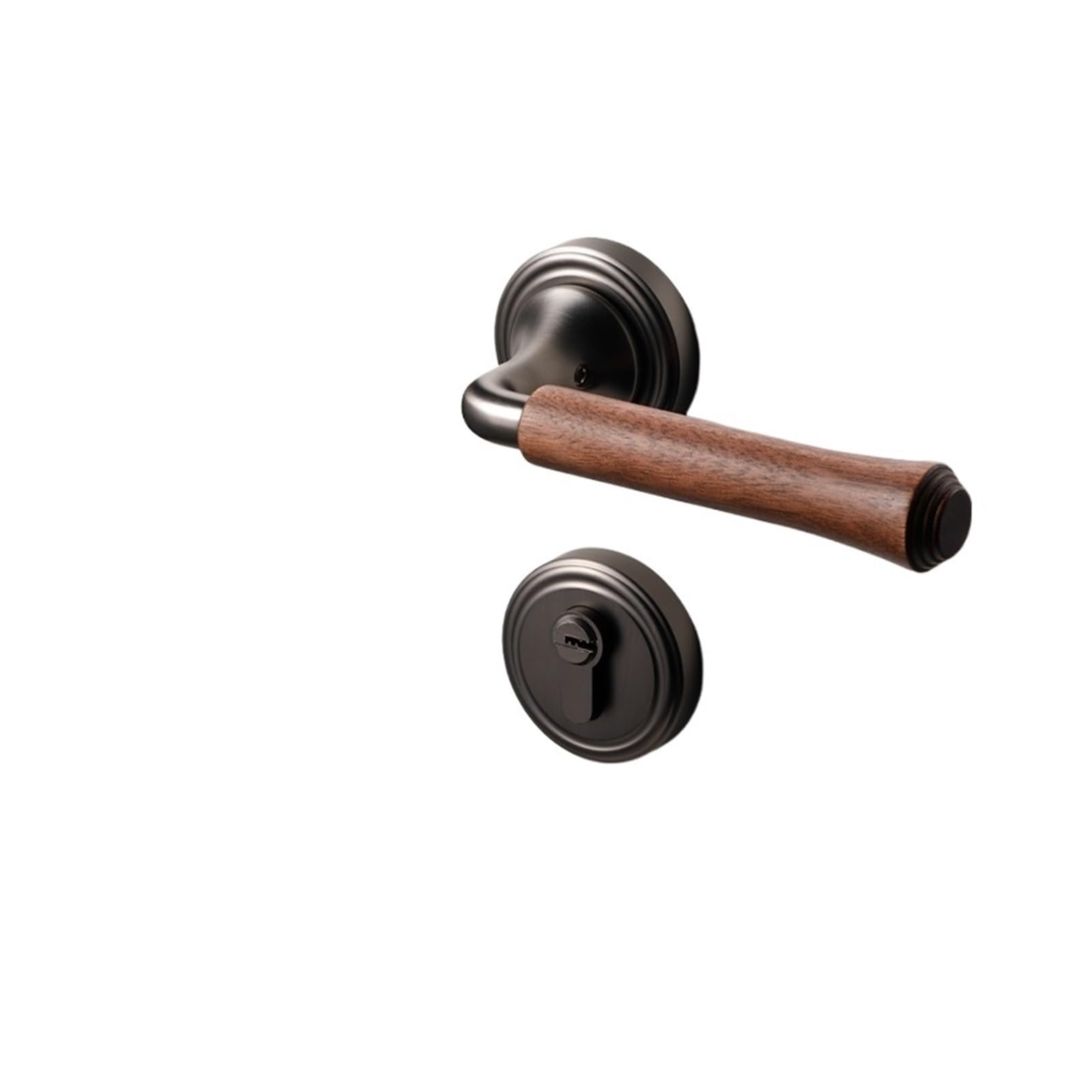 Manija de puerta de nogal retro para dormitorio con cerrojo silencioso medieval