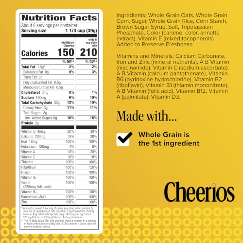 Image of Multi Grain Cheerios, Heart Healthy Breakfast Cereal, Large Size, 12 oz