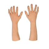 Liifun Realistic Male Silicone Gloves Old Man Prosthesis Hands Sleeve Artificial Fake Hand for cosplay Halloween Cover Scar