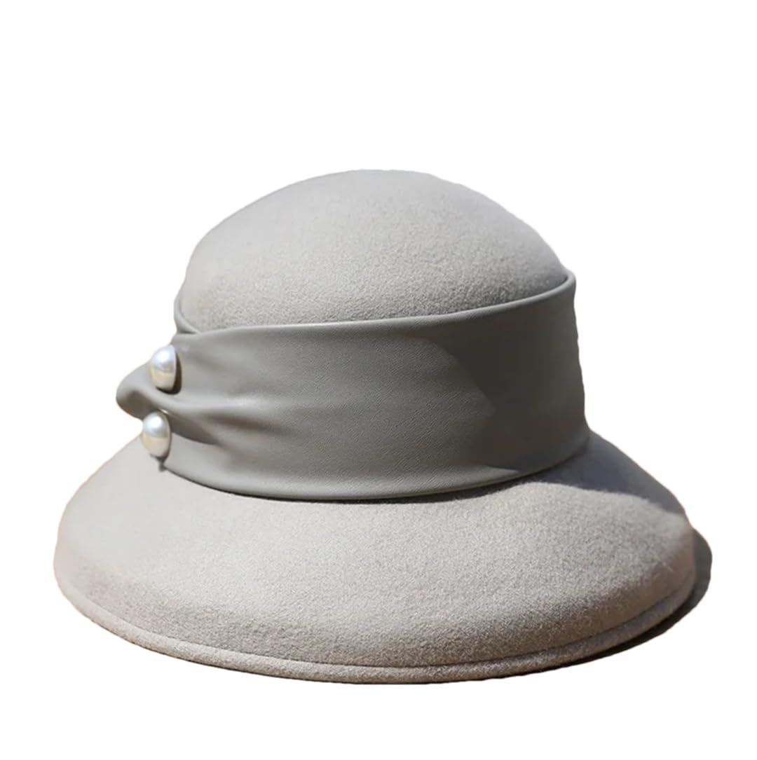 Yeuyyben Francese Vintage Donna Cashmere Bucket Hat Elegante Lady Hat Inverno Caldo Matrimonio Fotografia Cap