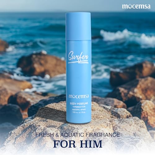 Image of Mocemsa Surfer Body Perfume for Men | Fresh Aquatic & Marine Fragrance | Long-Lasting No Gas Deo | Everyday Office, Gym & Summer Wear Scent | Premium Men's Body Spray | 150ml