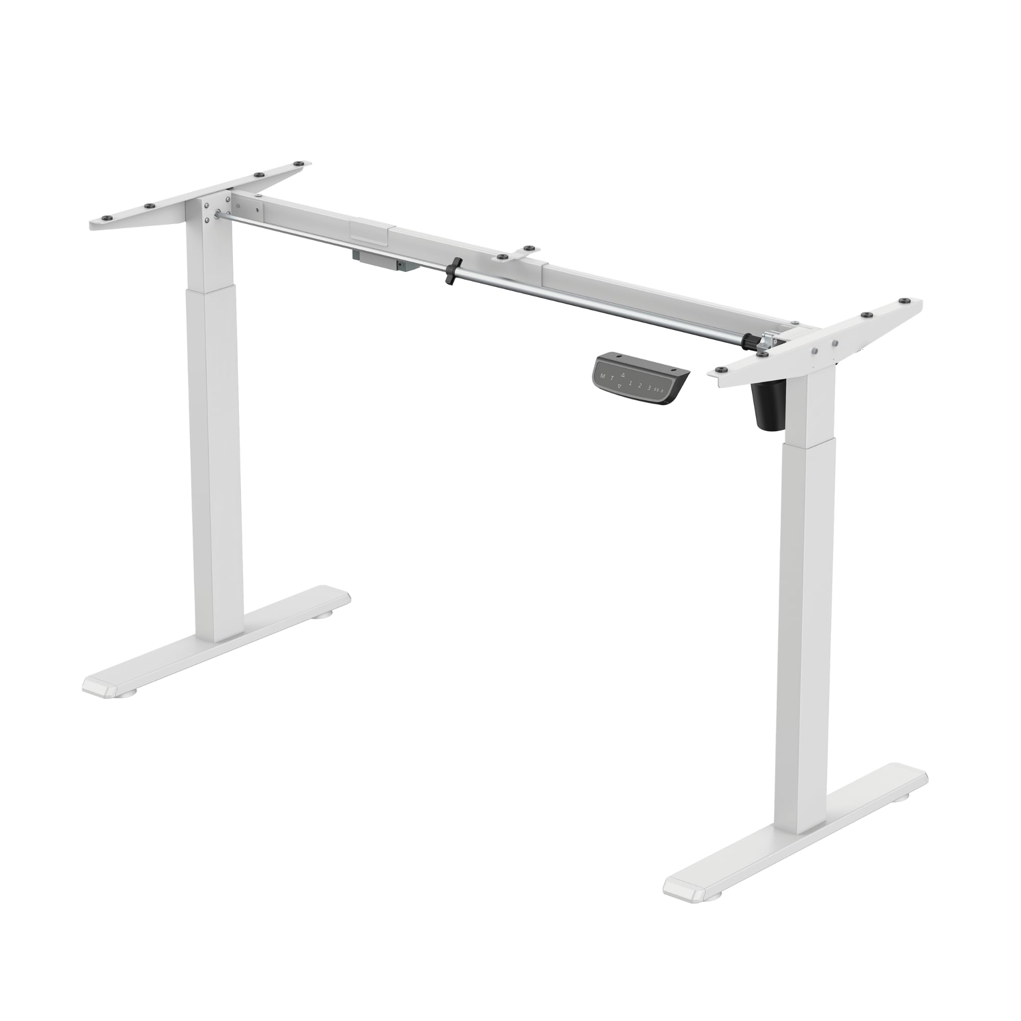ErgoYou Electric Height Adjustable Table Motorized Ergonomic Sit Stand Computer Desk - 90 Kgs Max Weight Capacity - SM3 Series - White Steel Frame
