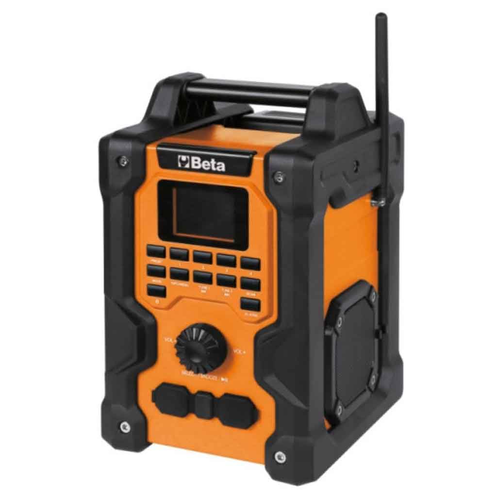 Beta 1989RCB – Radio de chantier 20V, radio numérique DAB/FM, Bluetooth 5.3, IP54, haut-parleurs stéréo 16W, alimentation par batterie ou par câble