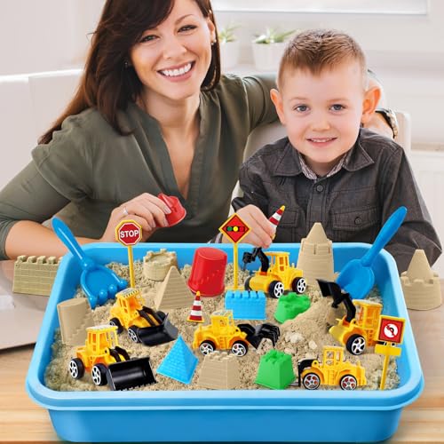 Image of Sensory Bin Construction Kit with Sensory Sand | Play Sand, Pretend Play Beach Toy, Sandbox for Girls and Boys