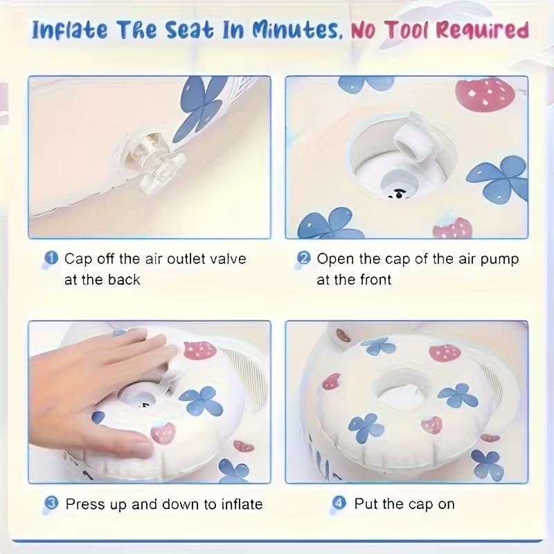 Image of Mammoth Inflatable Baby Seat Sofa Chair for Sitting Support, Infant Floor Seat with Tray & Built-in Air Pump, Soft PVC Baby Feeding Chair for 3-36 Months, Portable Baby Booster Seat