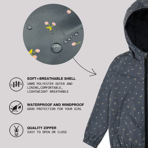 Image of SUNDAY ROSE Boys Girls Rain Jackets Lightweight Waterproof Hooded Printed Raincoats Windbreakers for Kids