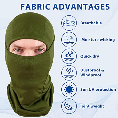 Sheverch Ski Mask For Men Women Balaclava Face Mask Breathable Uv Protection Football Running Riding Motorcycle Cycling Army Green #TOP1