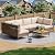 TIMSATIO 7-Piece Outdoor Patio Furniture Set, All-Weather Rattan Sectional Sofa with Thick Cushions, Modular Conversation Set for Poolside Deck Backyard Porch, Coffee Table (Brown Rattan, Khaki)