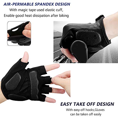 Moreok Cycling Gloves Bike Gloves For Men/Women-[Breathable Anti-Slip 5Mm Gel Pad] Biking Gloves Half Finger Road Bike Mtb Bicycle Gloves-050-Black-L #TOP4