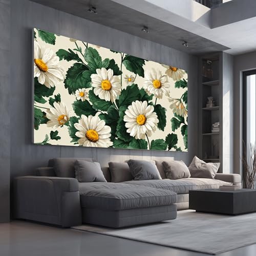 Tableau marguerite 50x100 cm cadre moderne | Toile déco murale salon