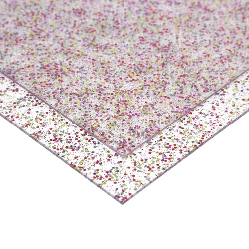 Image of Jadeshay 2-Pack Glitter Acrylic Sheets 12x12 Inch 1 /8 inch Thick - Pink Sequin Clear Plexiglass for DIY Crafts, Signs, Laser Cutting & Wall Decor