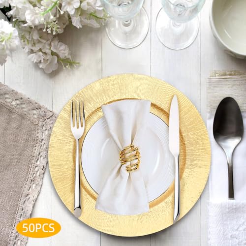 Set de 50 Platos Cargadores Dorados Redondos 12" miniatura 2