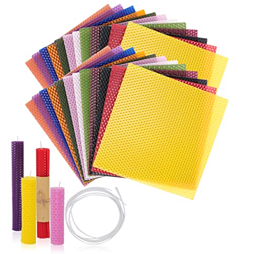 Thleunei Beeswax Sheets for Candle Making - Beeswax Candle Making Kit for Kids-Christmas Candle Making Kit for Adults-Candle Rolling Kit DIY Candle Maker - Candle Starter Kit Beeswax Candle Kit