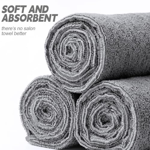 Image of Shimeyao 12 Pack Bleach Salon Towels Bulk,Light Grey,20 X 40 Inch