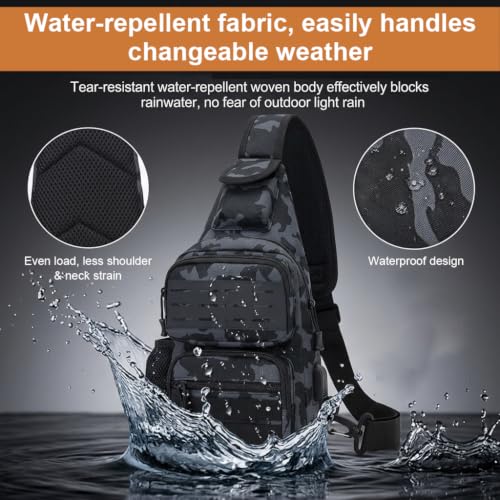 Image of GUSTAVE BlowBak Tactical Fishing Sling Bag, Lightweight WeatherReady Backpack with Gear Storage, ConcealedCarry Design, Rod Holder & Customizable System for Hiking, Kayaking, and Outdoor Trips