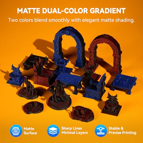 Image of JAYO Dual Color Matte PLA 3D Printer Filament 1.75mm, Black-Red Two-Tone PLA, Matte Finish Hides Layer Lines, ±0.02mm Accuracy, 1.1kg (2.42 lbs) Spool, Fit Most FDM Printers