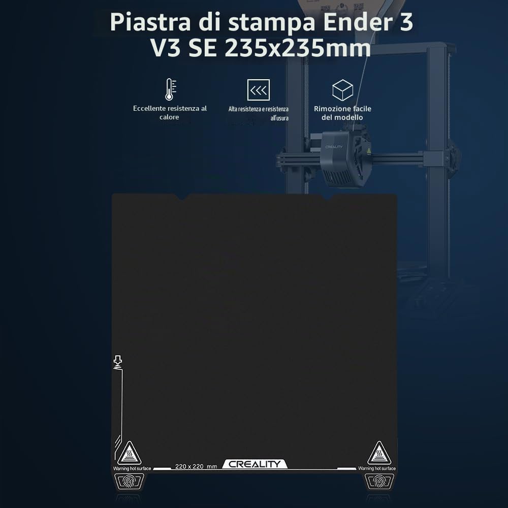 Creality Ufficiale 2PCS Ender 3 V3 SE Piatto di Costruzione, 235x235mm Foglio PEI Superficie Strutturata Piattaforma Flessibile Rimovibile per Ender 3S1/3S1 Pro/3V2 Neo/3V3 KE K1/K1C (senza base
