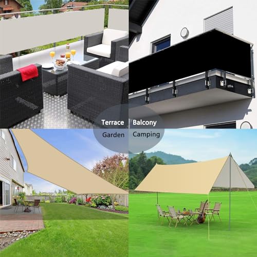 Voile d'ombrage rectangulaire durable blanc 1,8x3,6 m pour se protéger du soleil sur la terrasse - 3