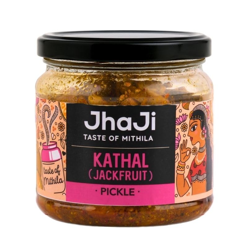 JhaJi Store Homemade Kathal ka Achar | Traditional Bihari Jackfruit Pickle | Spicy & Tangy Taste | Sun-Dried, Preservative-Free | Soft, Chewy Texture | 250g Plastic Jar