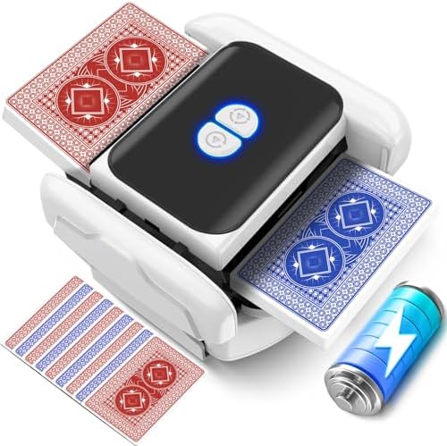Kartenmischmaschine Elektrische - Automatischer Mischmaschine Karten,USB Kartenmischer mit Akku 2600mah,Kartenmischgerät für 1-2 Decks Poker Gleichmäßig & Nicht Eingeklemmt,Card Sh