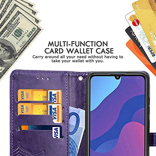 Image of ClickCase Queen Series for iPhone 15 Plus Leather Flower Embossing Wallet Flip case Magnetic Closure Flip Cover for iPhone 15 Plus (Violet)
