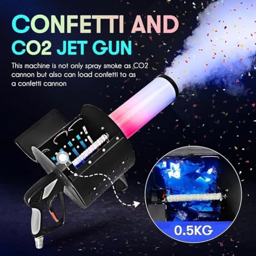 Máquina de efectos especiales 2 en 1 Handheld Confetti, Smoke Fog Machine con LED, cañón de confeti para escenarios y fiestas miniatura 2