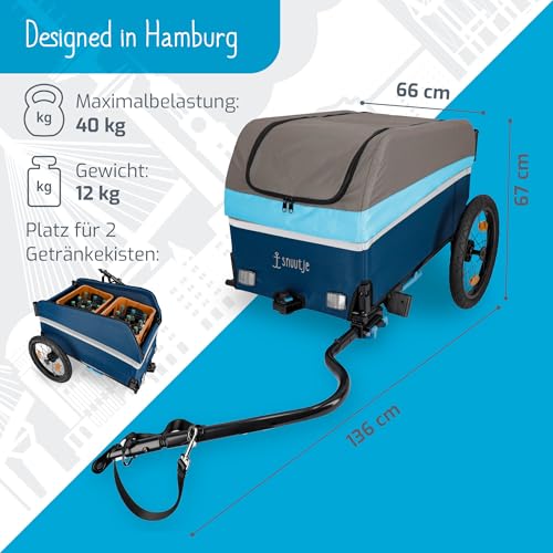 Snuutje Fahrradanhänger | perfekt als Einkaufshilfe und Transportwagen | Lastenanhänger fürs Fahrrad | Abdeckung mit Reflektorstreifen