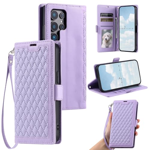 Étui portefeuille Samsung S25 FE violet avec fentes pour cartes et rabat