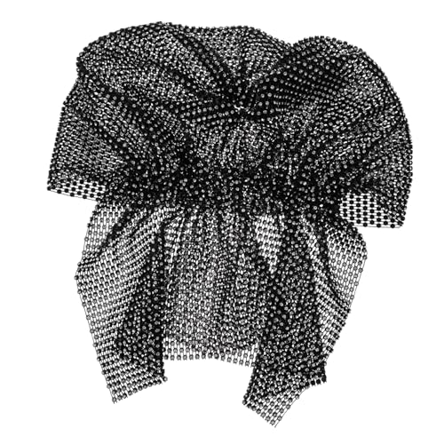 Turban strass blanc chapeau longue queue brillant style court pour femme
