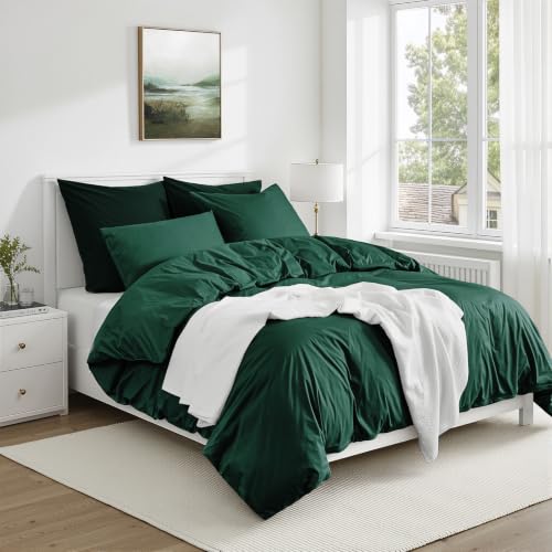 Duvetnova Bettwäsche 220x240 Baumwolle Dunkelgrün, 220x240 Bettwäsche-Sets 1 Bettbezug 220x240 Baumwolle + 2 Kissenbezüge 80x80 cm… – Ansicht 5