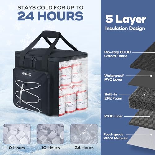 RealCool Soft Cooler Bag 35/45Can, Collapsible Cooler Insulated Leak Proof, Large Lunch Box for Men Women, Soft-Sided Cooler for Picnic, Grocery, Beach, Camping, Travel - Image 3