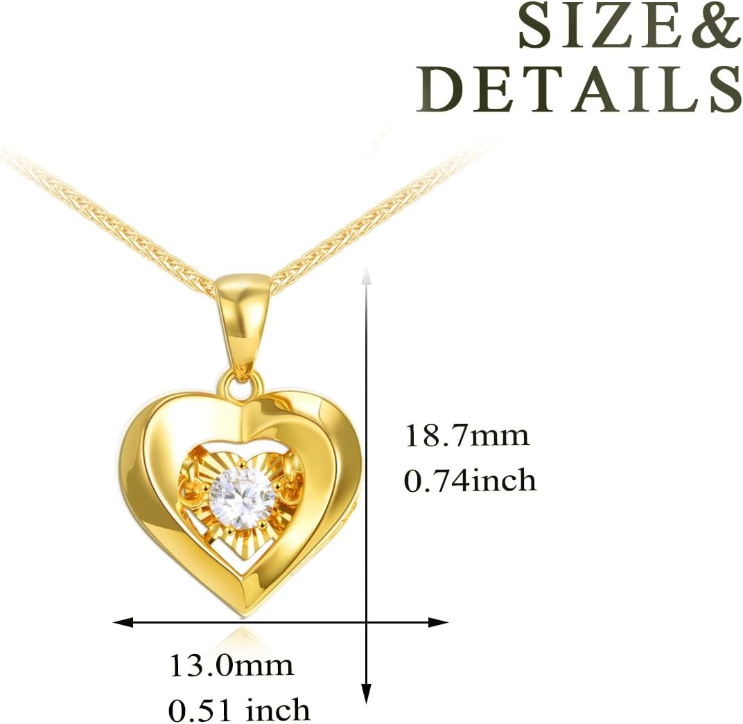 SISGEM 18k Gold Cubic Zirconia Heart and Wheat Chain Necklaces for Women, Love Jewelry Gifts for Her,18 Inches - Image 2