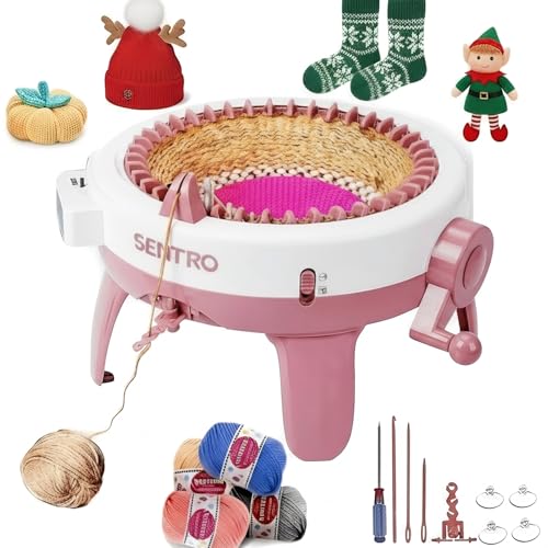 SPRYNT SENTRO Knitting Machine, 48 Needles Knitting Machine, Smart Knitting Loom Machine with Row Counter for Adults Beginners, Circular Double Knit Loom Crochet Knitting Machine Kit for Hat Socks