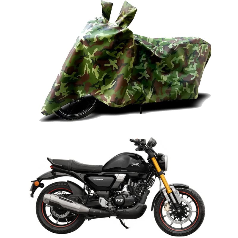 Image of 100% Water Resistant Full Bike Scooty Two Wheeler Body Cover Compatible for TVS Ronin DS /UV-Rays /Heat Protection /Birds Dropping /Scratchproof /Dust Proof /Waterproof /All Varients[Green MJ]